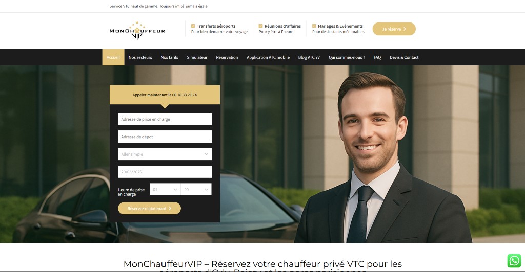 Aperçu du site MonChauffeurVIP
