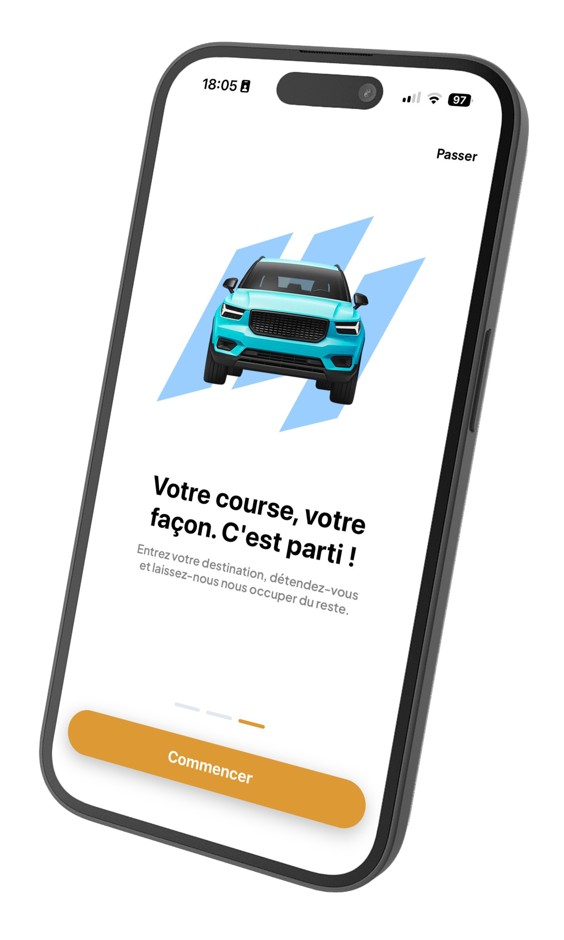 Capture d'écran de l'application MonChauffeurVIP
